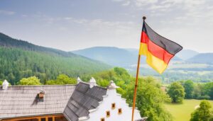 山とドイツの国旗