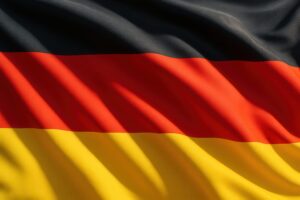 光と影が落ちるドイツ国旗のクローズアップ