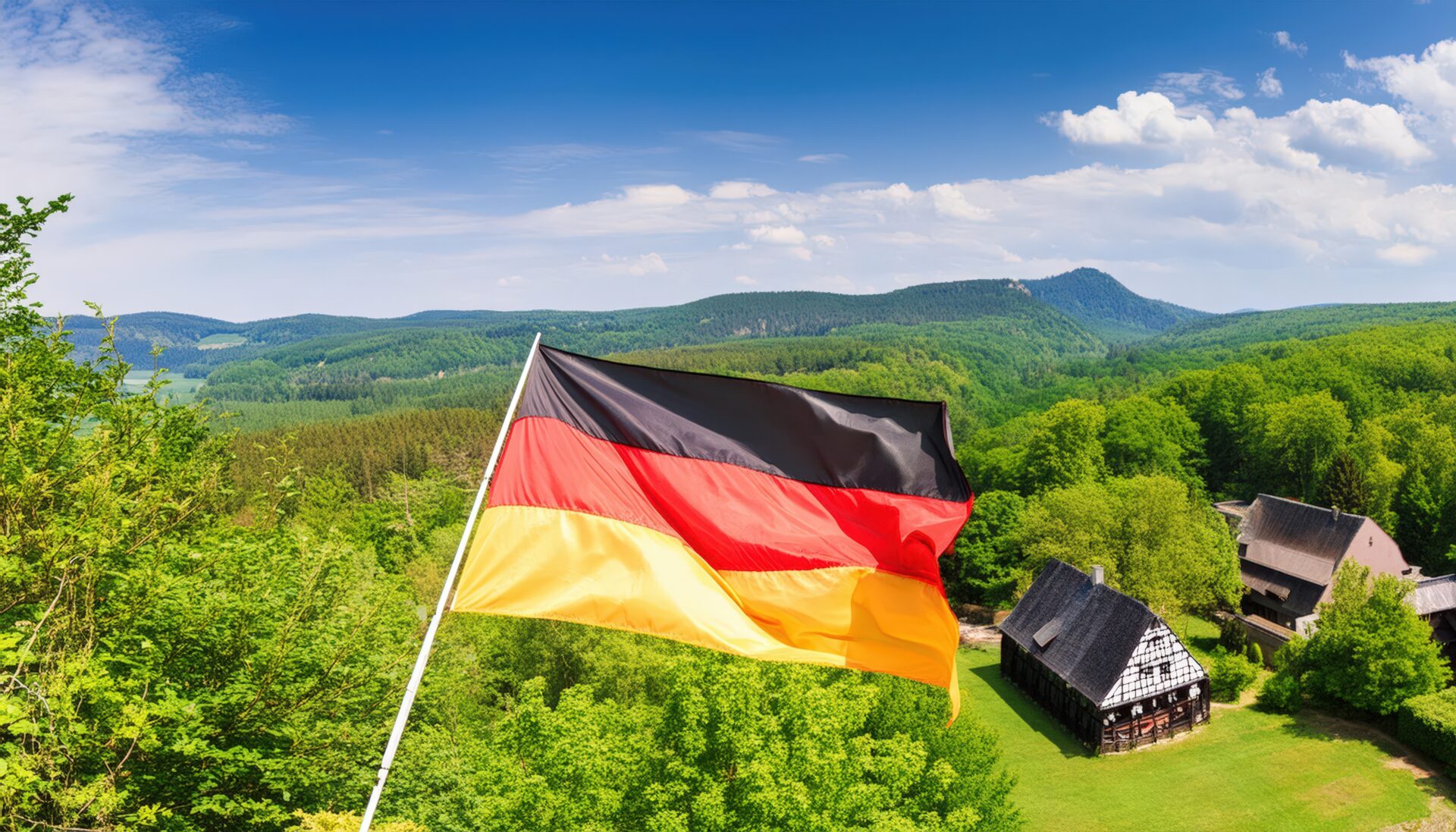 農村地帯とドイツの国旗