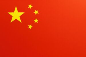 中国国旗のクローズアップと赤地に五つ星