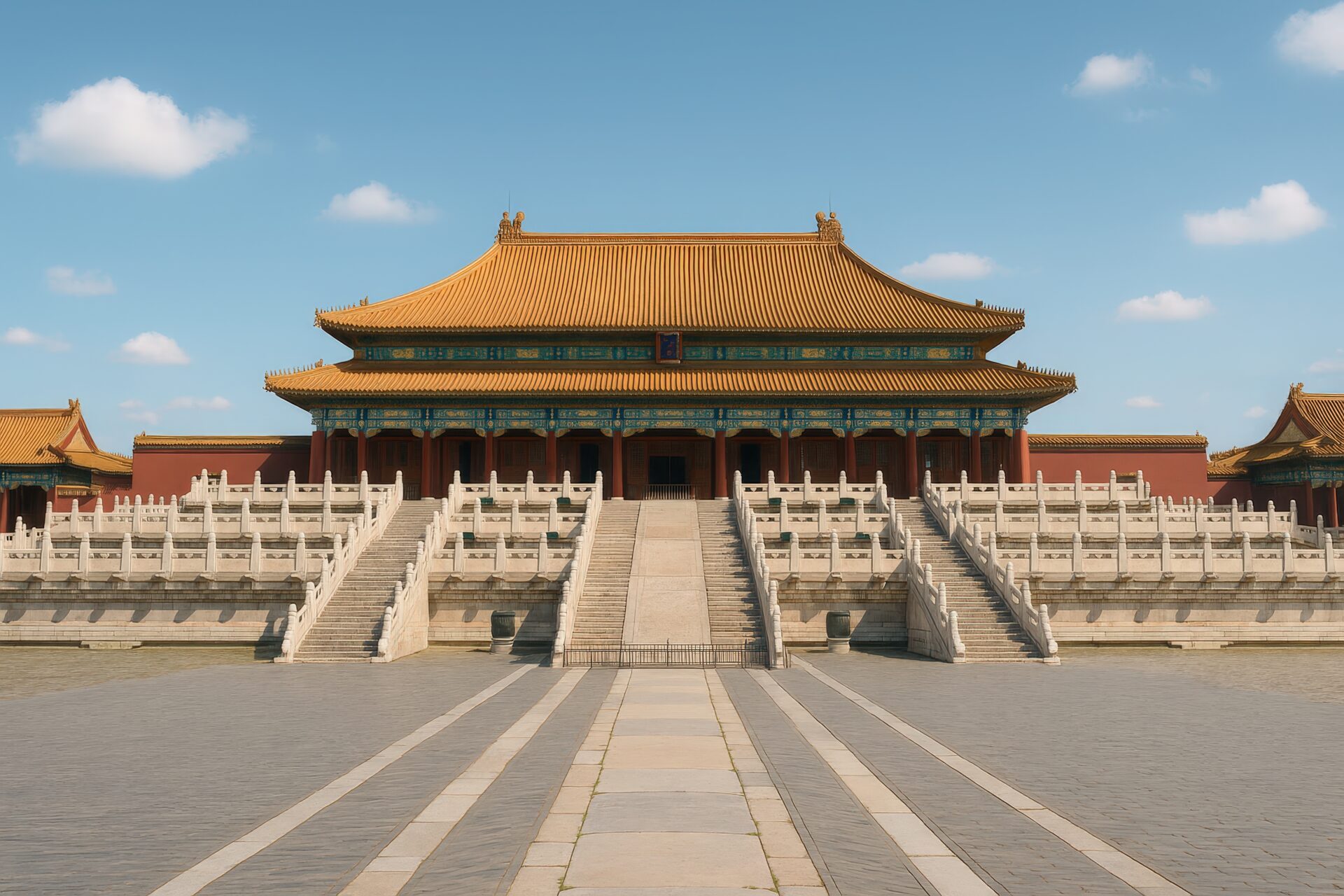 青空の下に広がる紫禁城の壮麗な建物