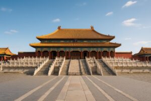 午前の日差しに照らされる紫禁城の建築