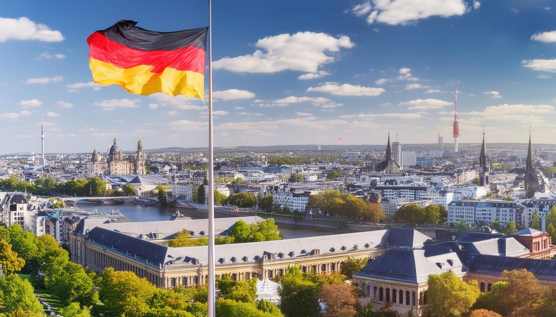 ドイツ国旗と都市風景1