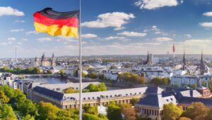 ドイツ国旗と都市風景1