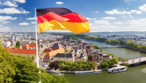 ドイツ国旗と都市風景2