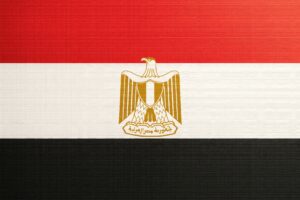 布地テクスチャで表現されたエジプト国旗のイラスト