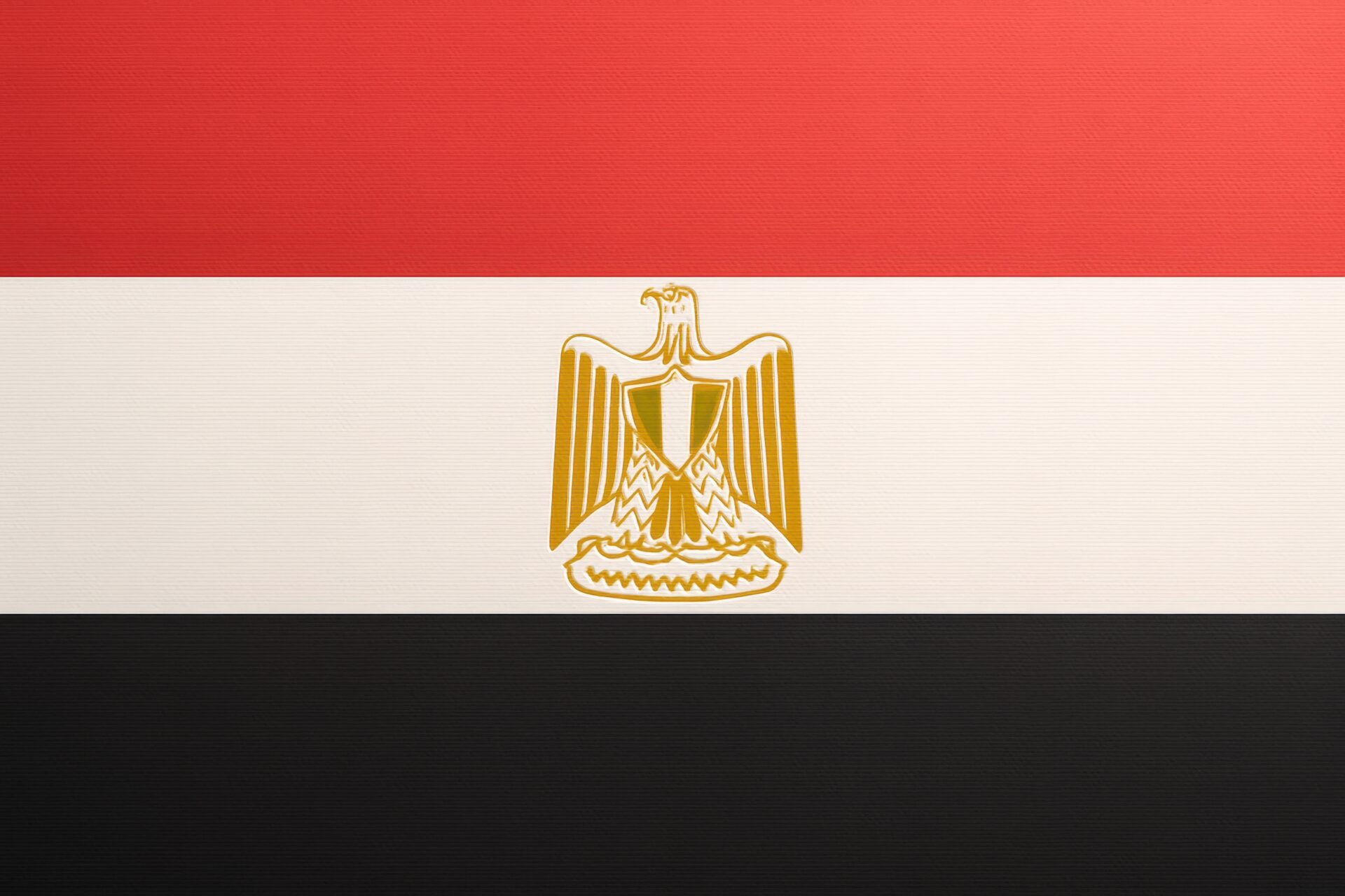 赤白黒の三色が鮮やかなエジプト国旗の拡大図