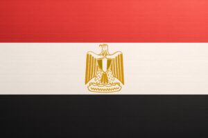 赤白黒の三色が鮮やかなエジプト国旗の拡大図