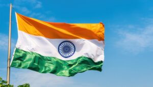 風になびくインド国旗