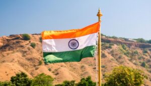 風になびくインド国旗
