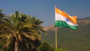 風になびくインド国旗