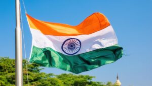 風になびくインド国旗