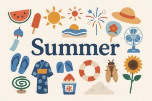 日本の夏をテーマにしたイラストセット