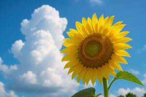入道雲とひまわりの夏景色
