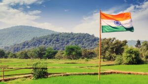 風になびくインド国旗