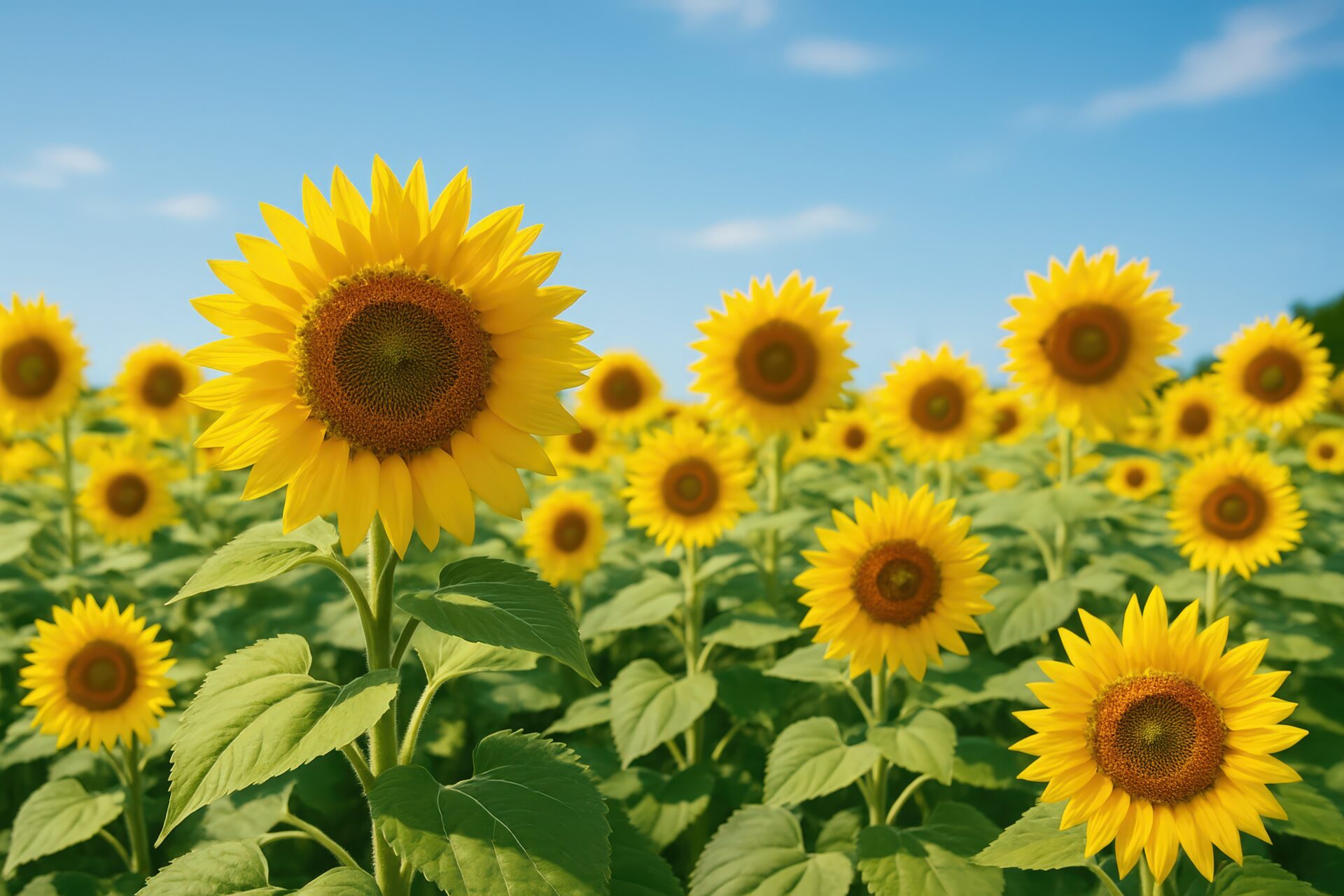 夏空に広がるひまわり畑