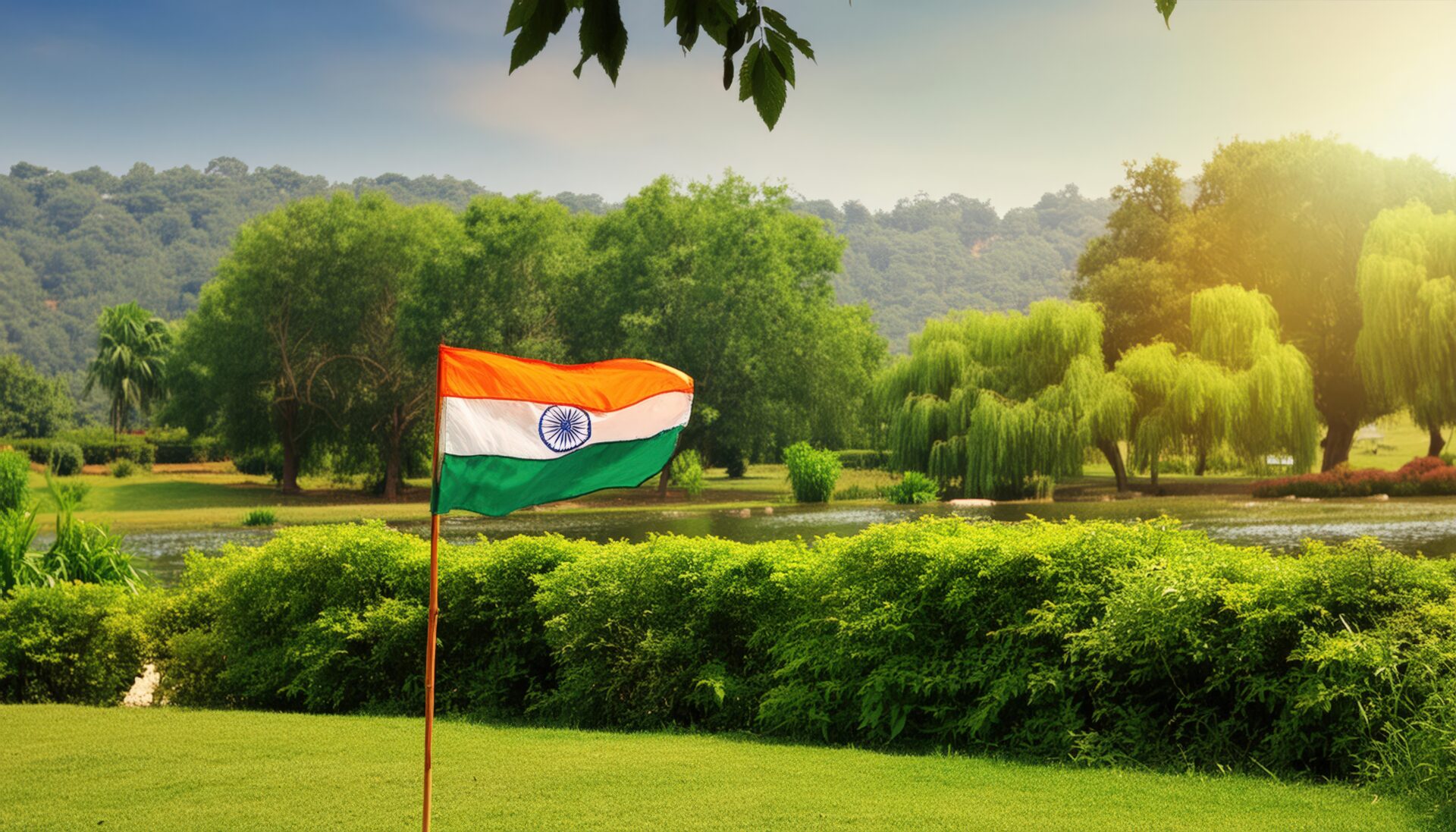 風になびくインド国旗