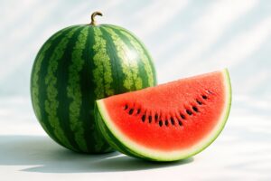 白背景でスイカを撮影した爽やかな夏のイメージ