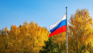 ロシア国旗とモスクワの教会