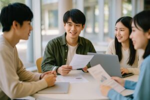 グループワークに取り組む大学生たち