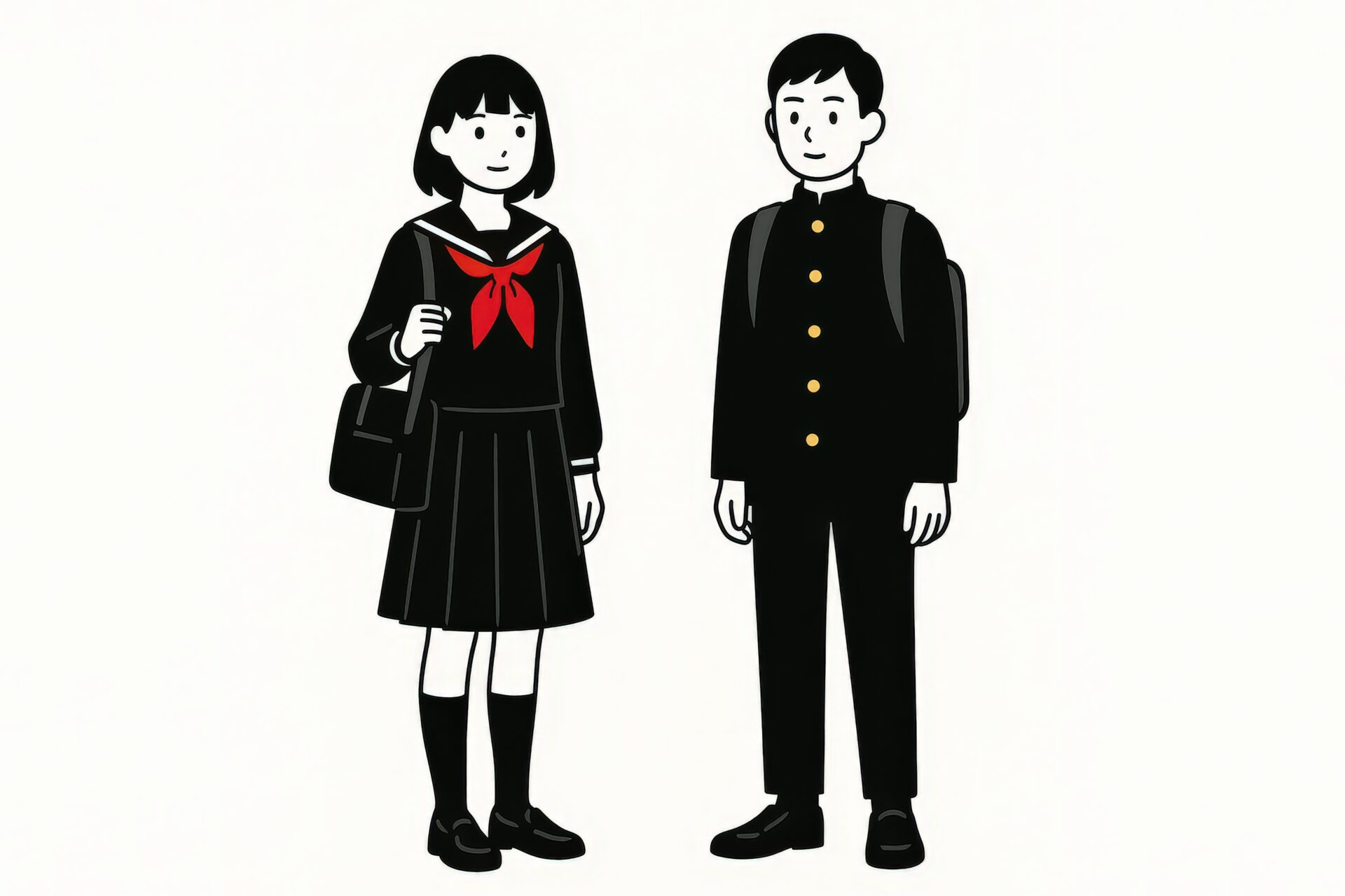 制服姿の男女学生イラスト