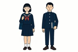 制服姿の中学生男女イラスト