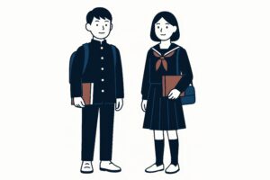 教科書を持った制服姿の中学生男女イラスト