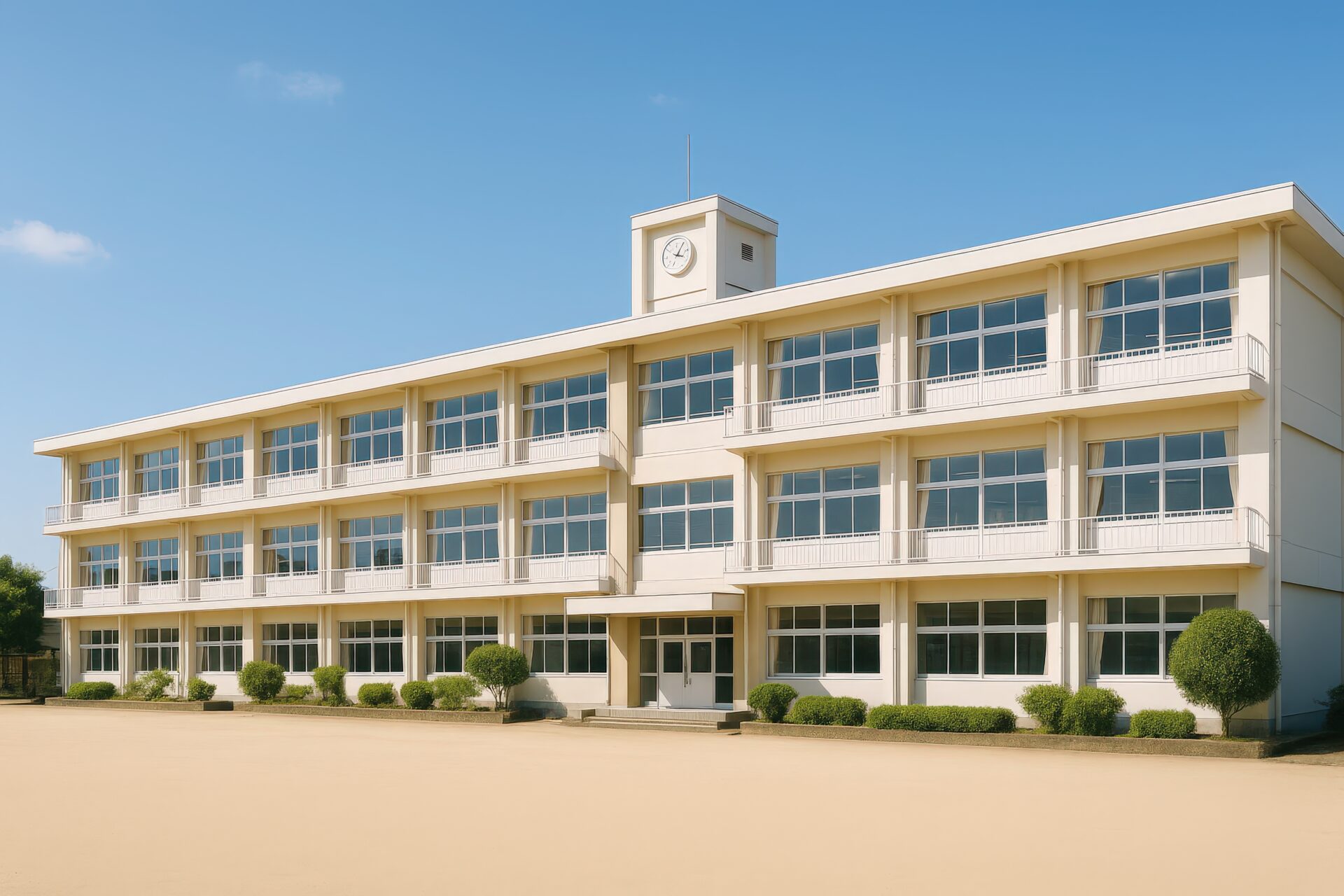 青空の下に建つ校舎の外観