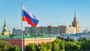 フランス国旗が青空に翻る