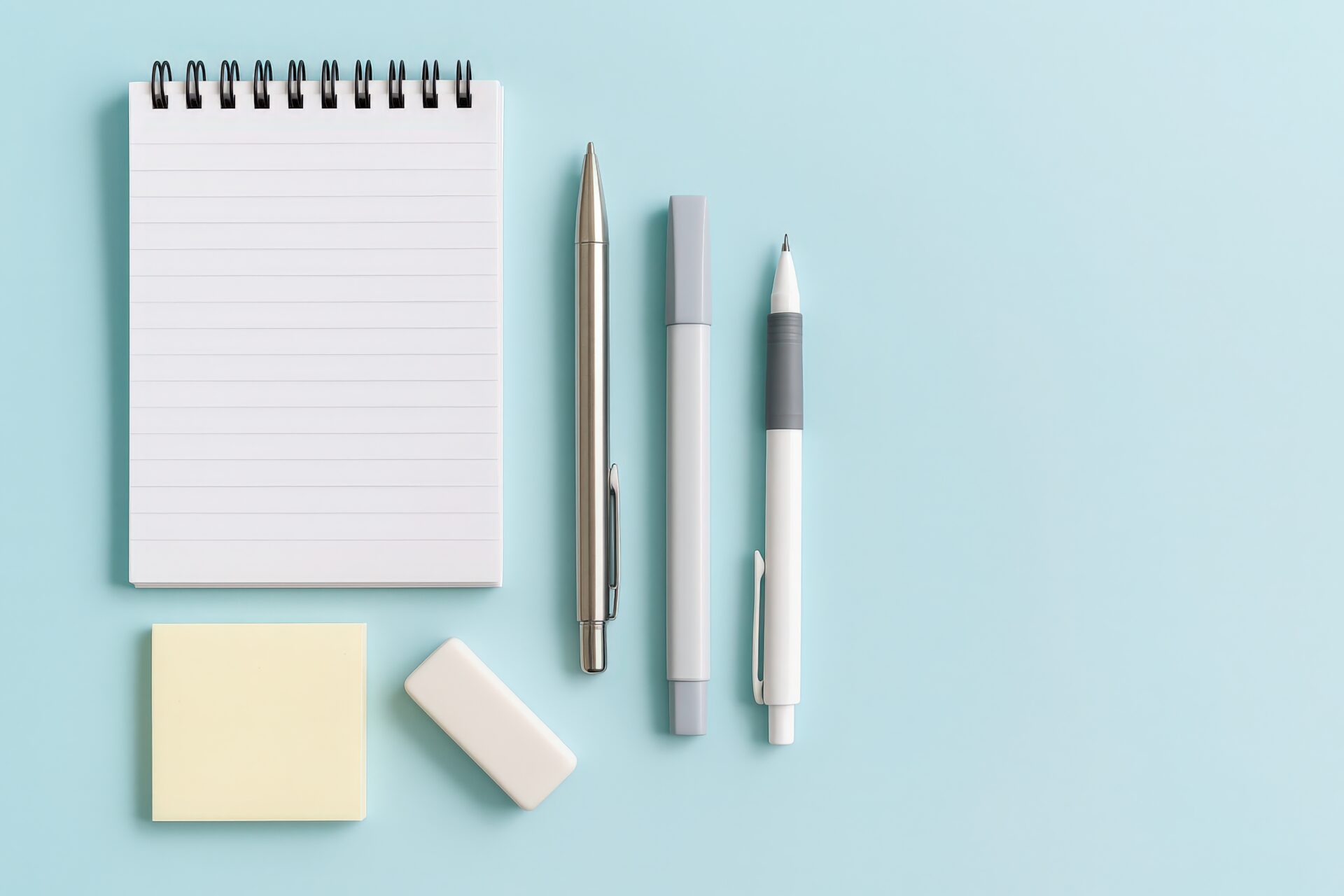 文房具が並ぶミニマルなデスクトップ構成