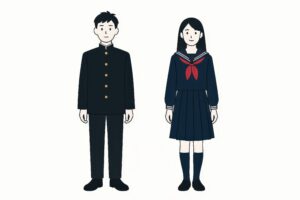 学ランとセーラー服の中学生男女のイラスト