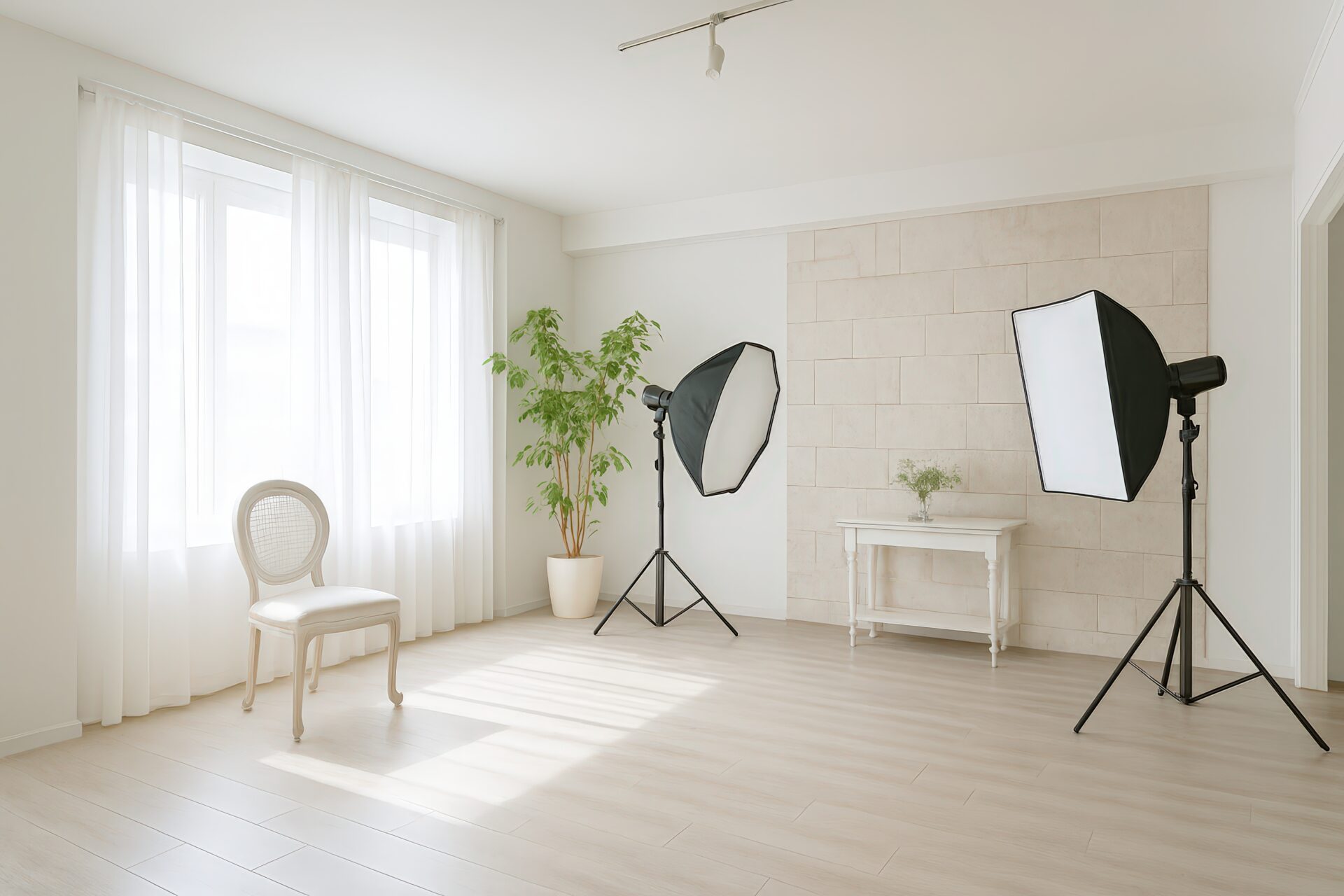 柔らかな光に包まれたナチュラルテイストのフォトスタジオ