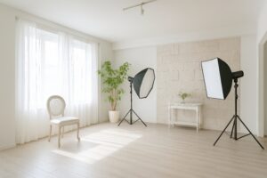 柔らかな光に包まれたナチュラルテイストのフォトスタジオ