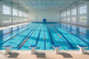 窓からの光が美しい屋内競技用プール
