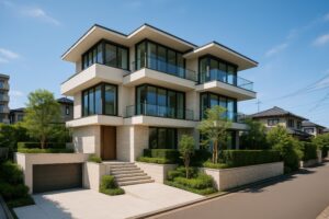 ガレージ付き三階建て高級住宅