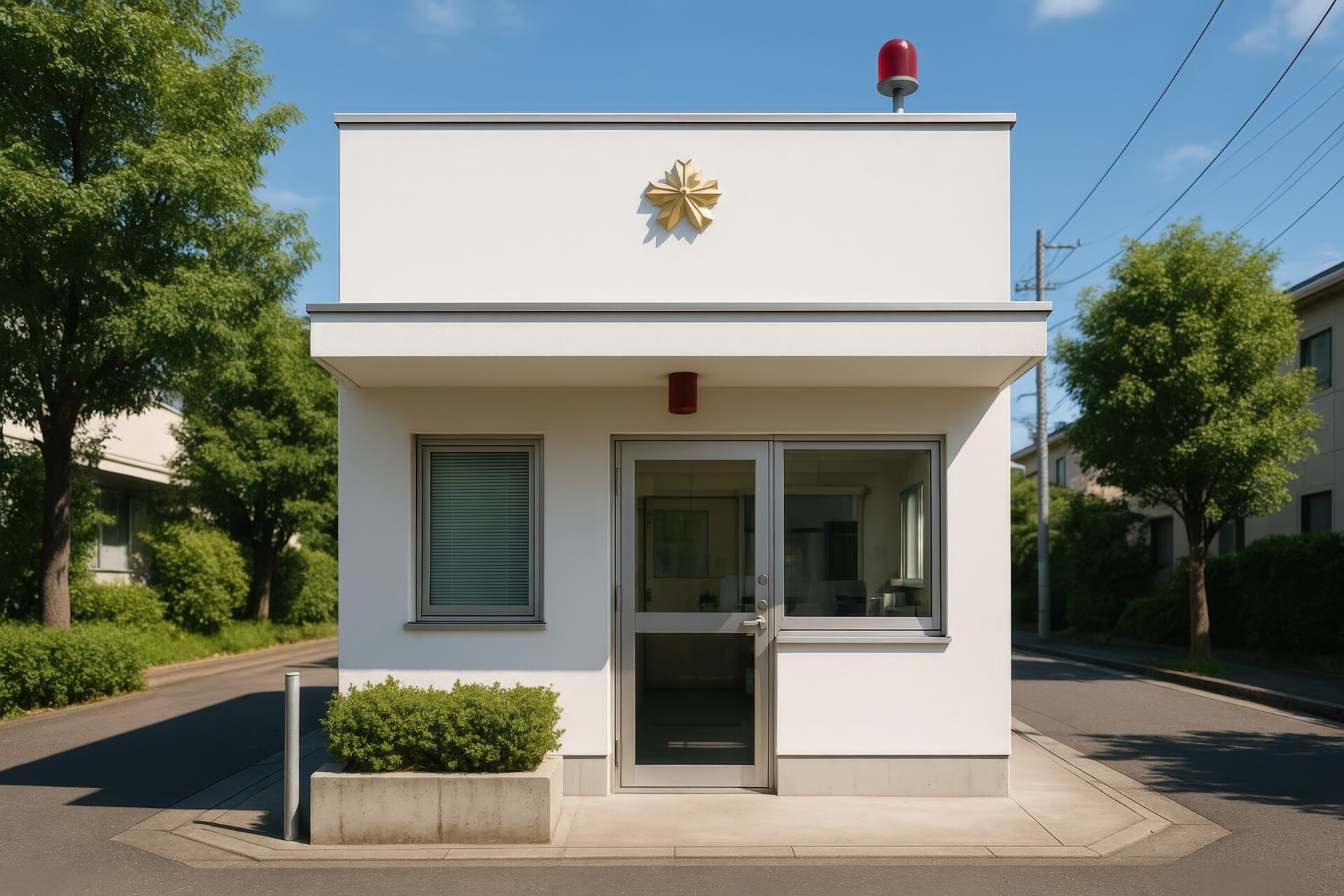 住宅街の角に建つコンパクトな交番