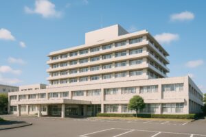 青空の下に建つ大規模な病院施設