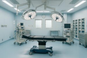 手術用ライトと設備が整った病院の手術室