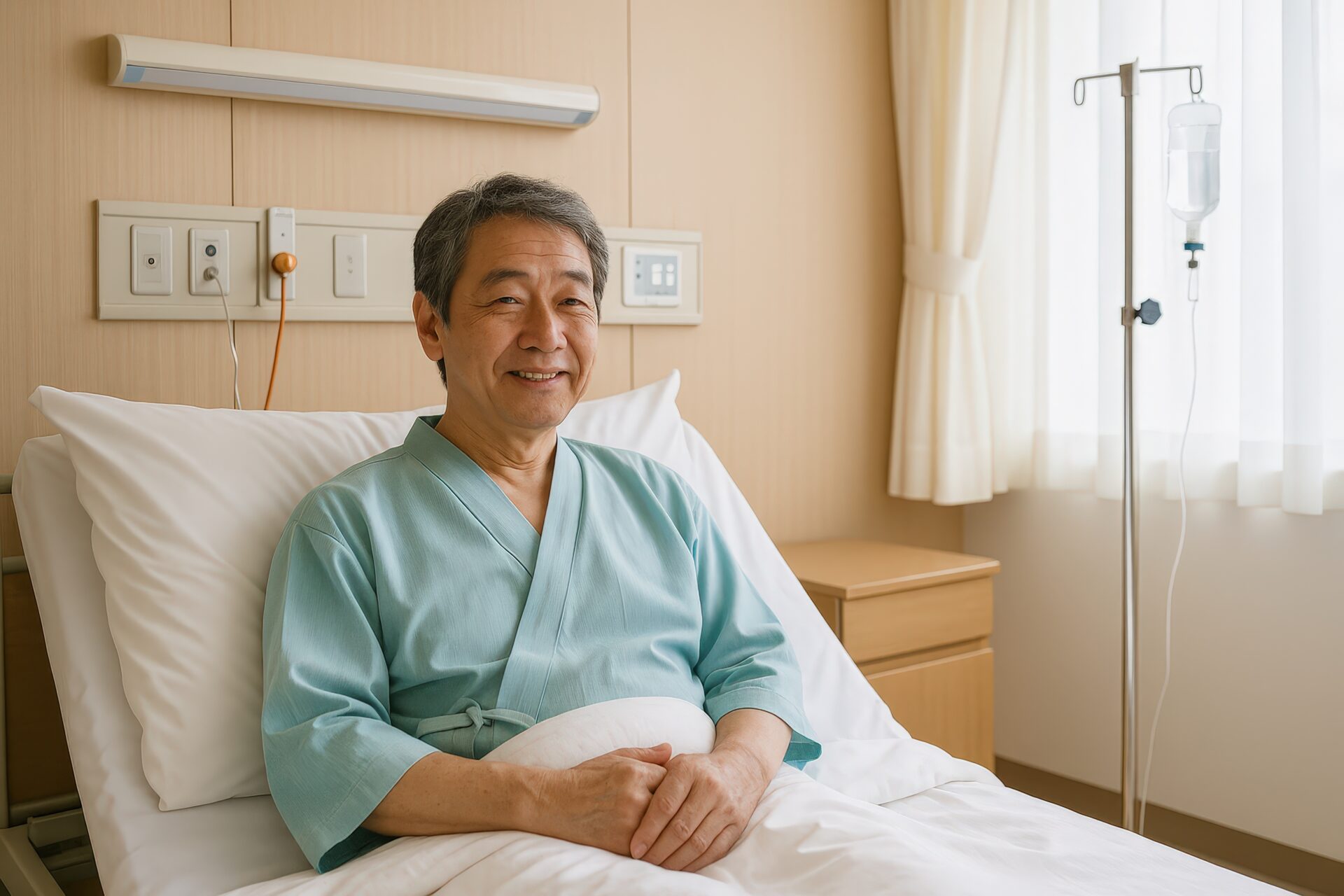 穏やかな表情の高齢男性患者