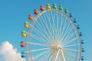 カラフルなゴンドラが並ぶ大観覧車