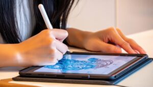 タブレットでイラストを描く様子