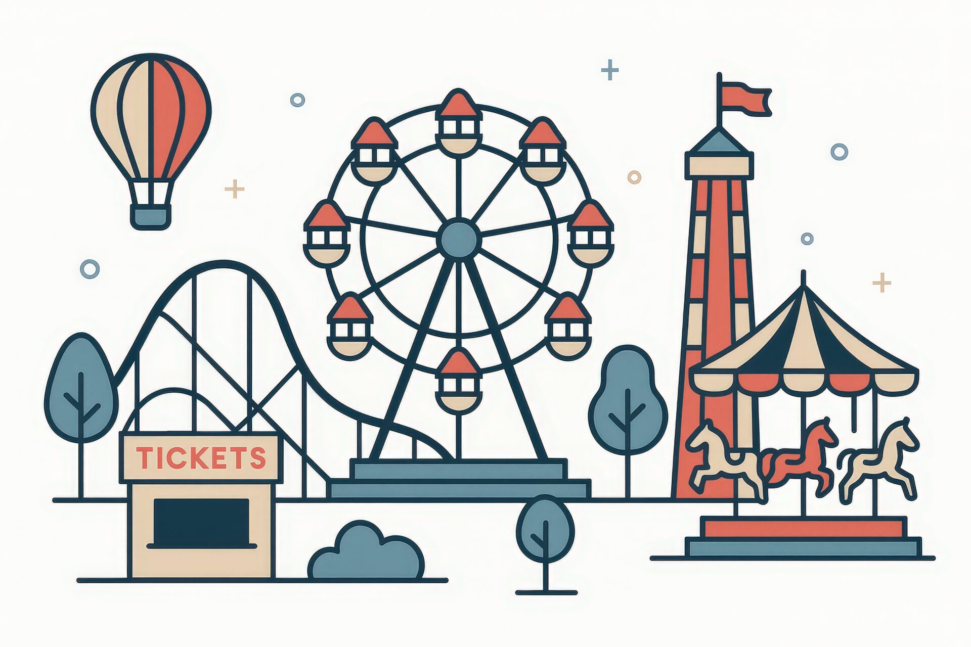 遊園地をテーマにしたシンプルなイラスト