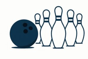 ボウリングボールがピンに迫るイラスト素材
