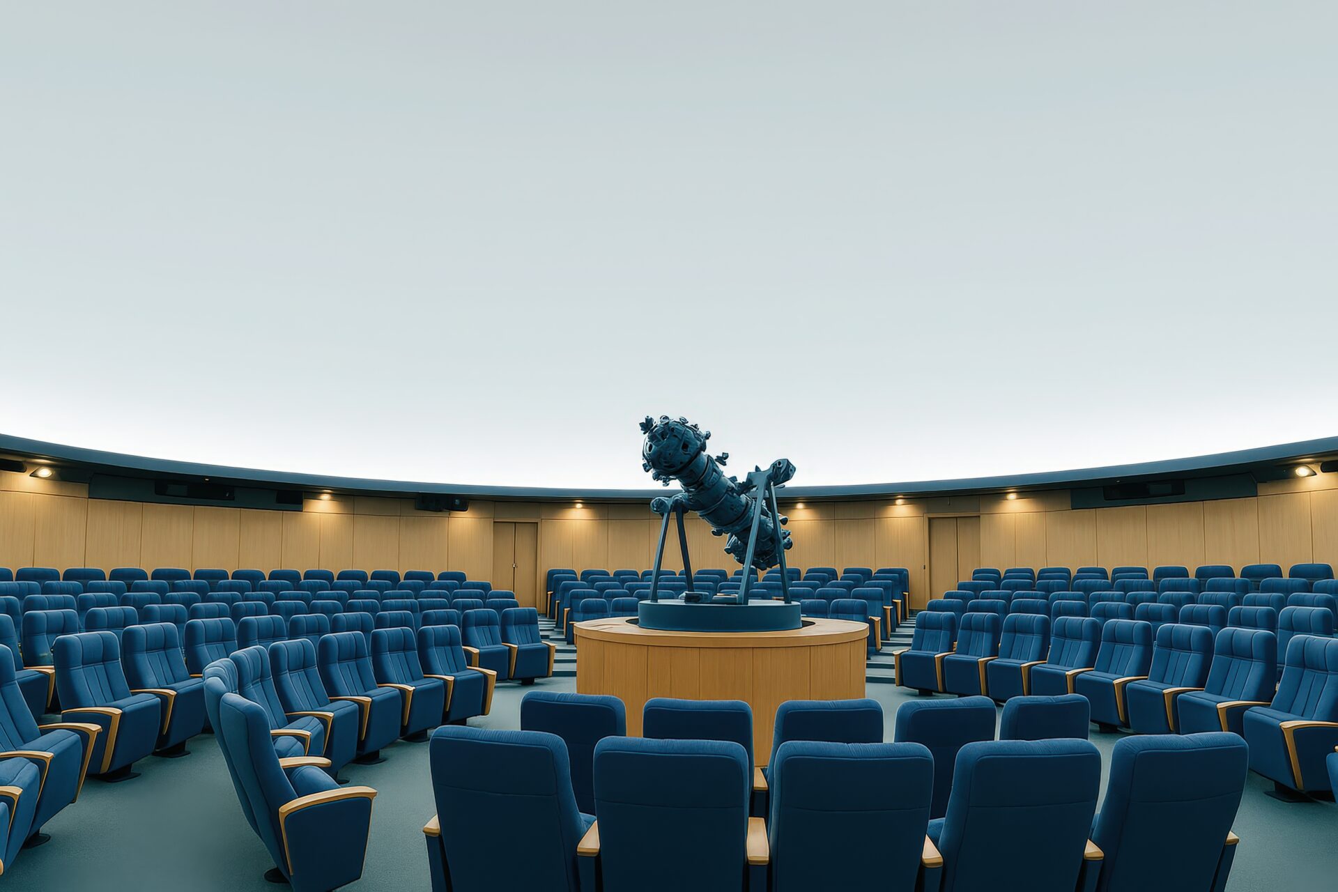 プラネタリウムの中心に投影機が置かれた無人の室内