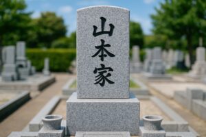山本家の墓石が並ぶ墓地の風景
