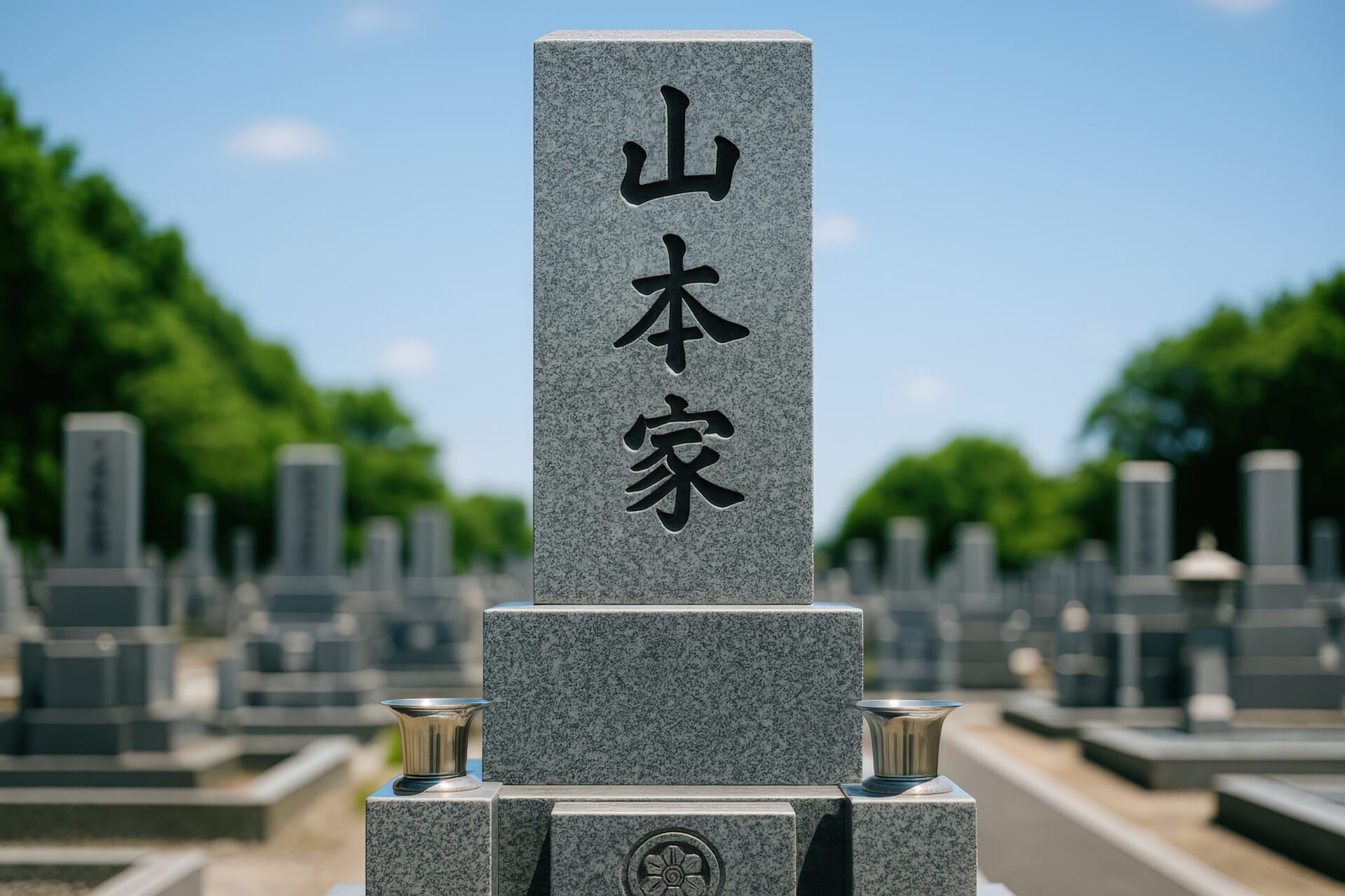整然と並ぶ山本家の墓石と墓地