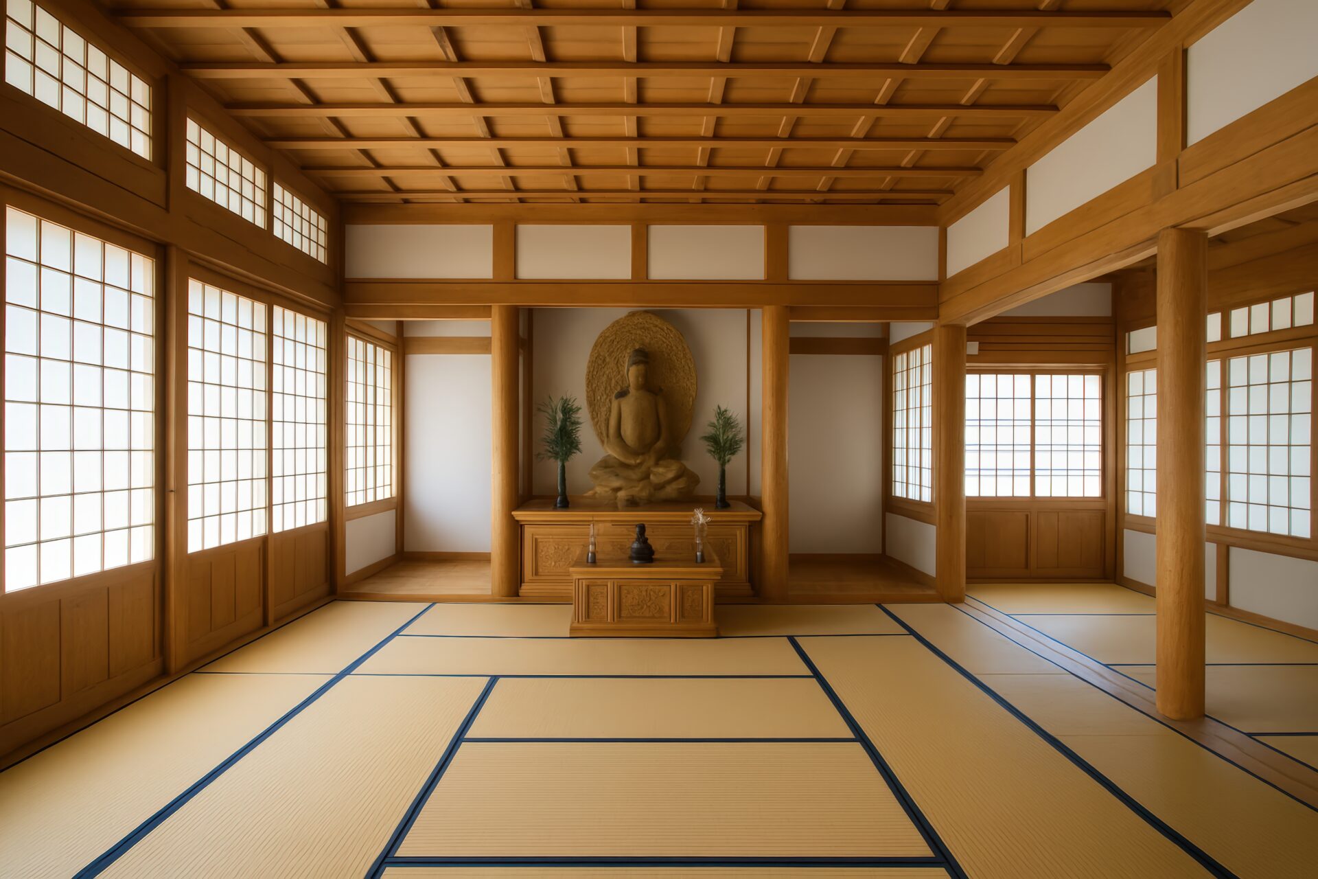 仏像と祭壇のある和風の部屋