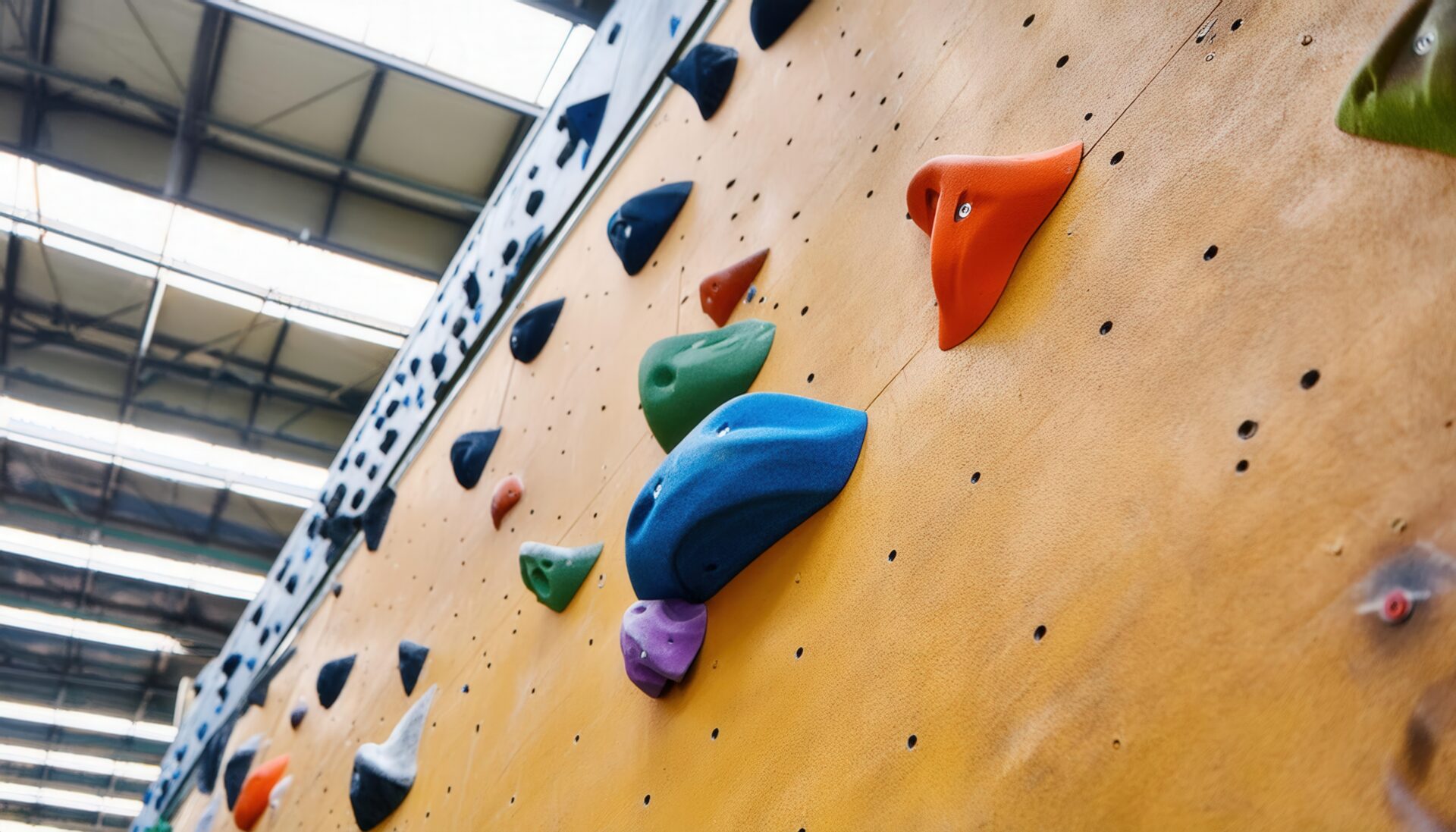 ボルダリングウォールのクローズアップ