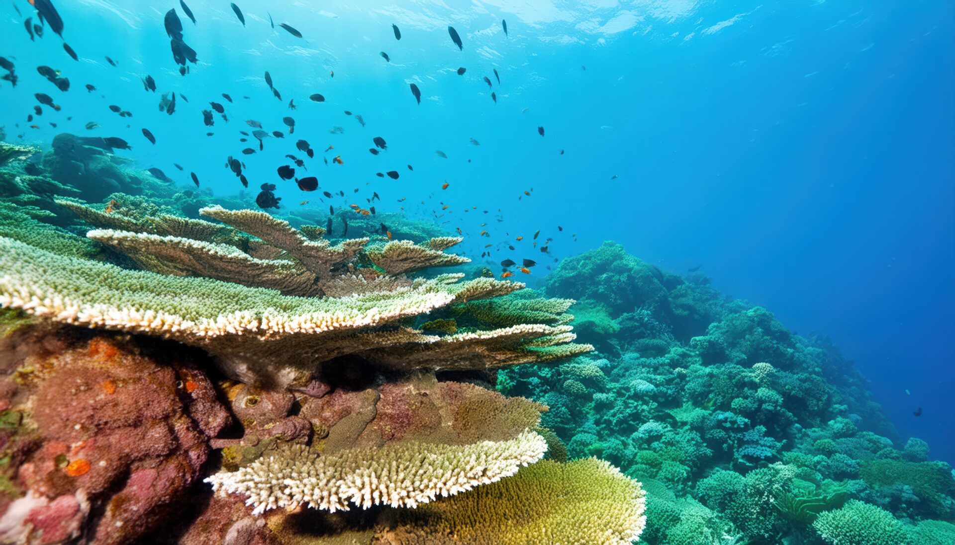 美しいサンゴ礁と青い海