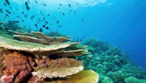 美しいサンゴ礁と青い海